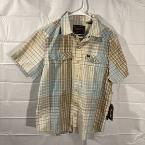 NWT Howler Bros H Bar B Snapshirt Mens S Cottage Plaid Seafoam Pearl Snap